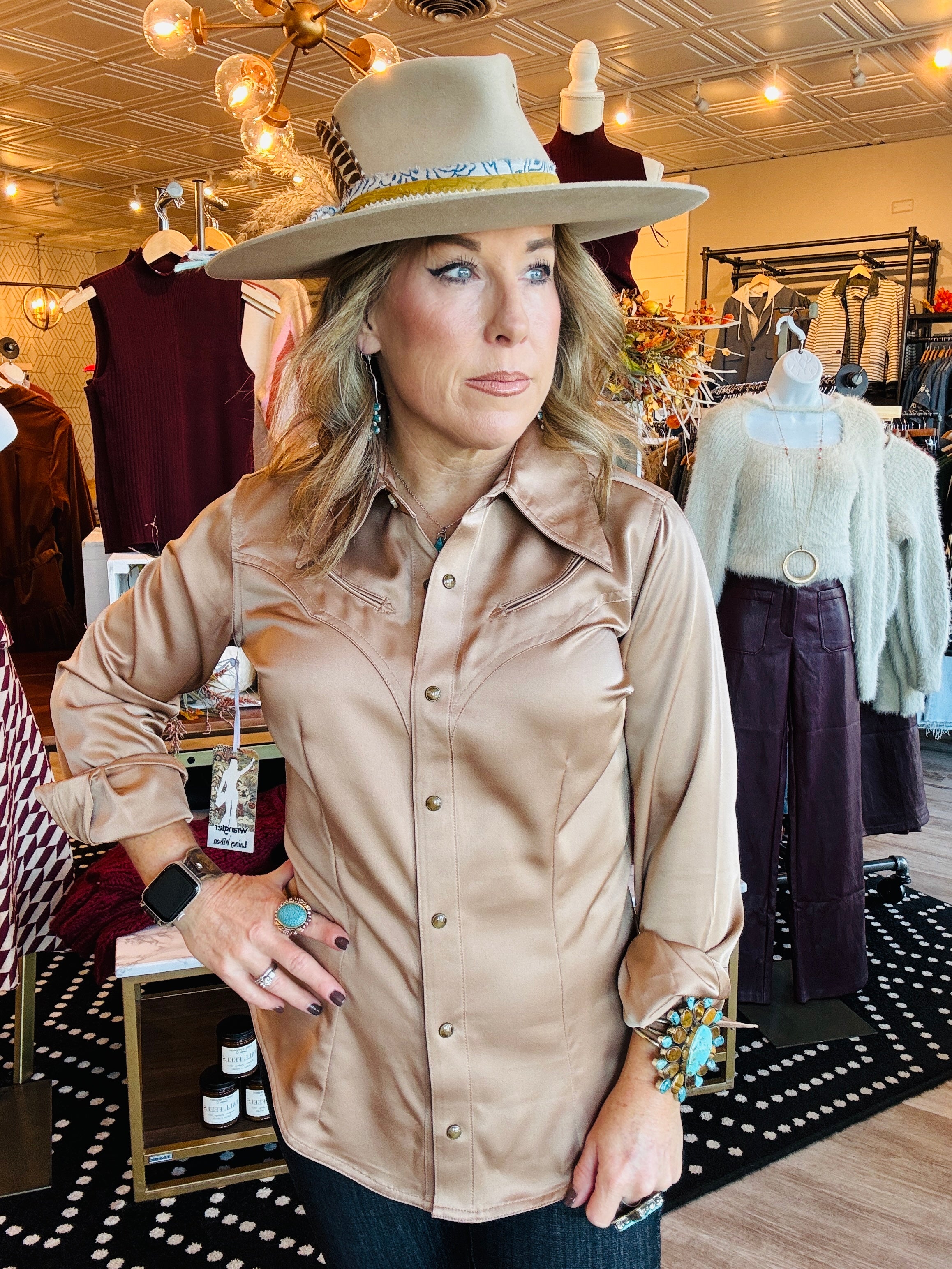 WRANGLER LW SATIN WESTERN SHIRT – Apricot Lane Boutique - Cockeysville
