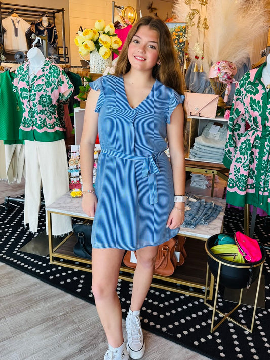 MOLLY BRACKEN RUFFLE STRIP DRESS