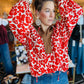 THML FLORAL W/SUEDE COLLAR TOP