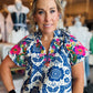THML SHORT SLV EMBROIDERED PRINT TOP