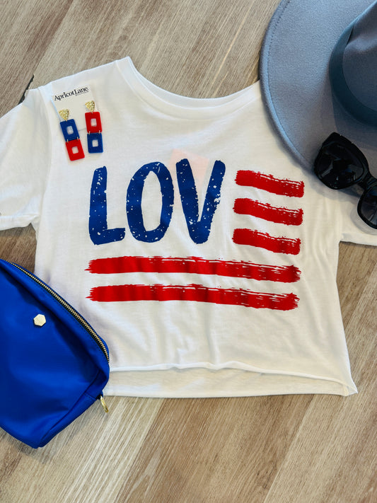 LOVE FLAG CROP TEE