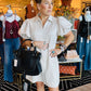 THML PUFF SLEEVE SUEDE DRESS