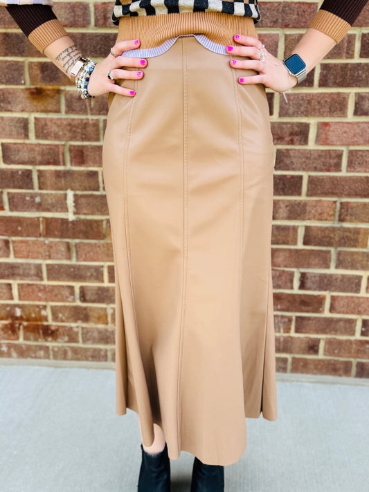 THML LONG FAUX LEATHER SKIRT