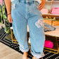 FLORAL DESIGN BARREL JEANS