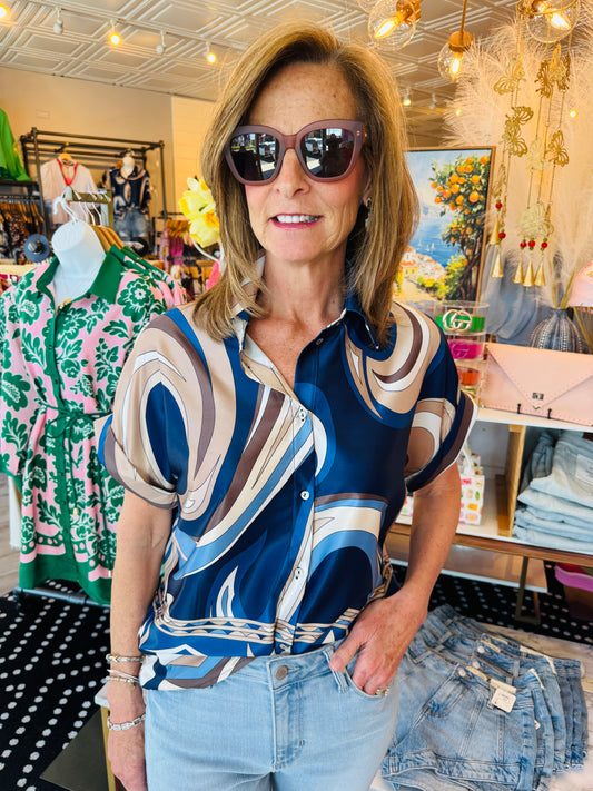 MOLLY BRACKEN ABSTRACT PRINT TOP