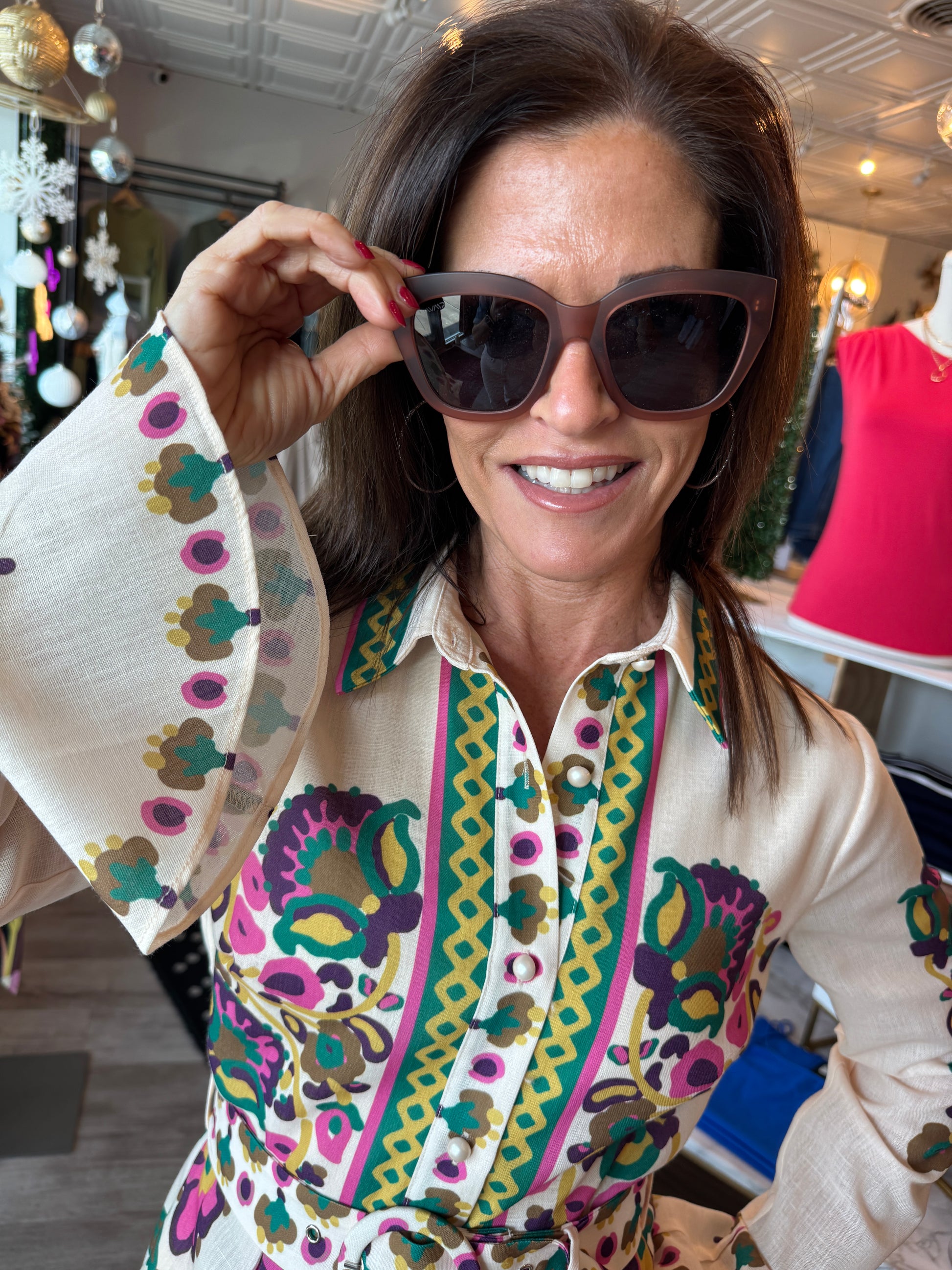 CIEBON PRINTED MINI SHIRT DRESS