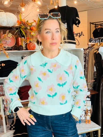 MABLE FLORAL COLLAR SWEATER TOP