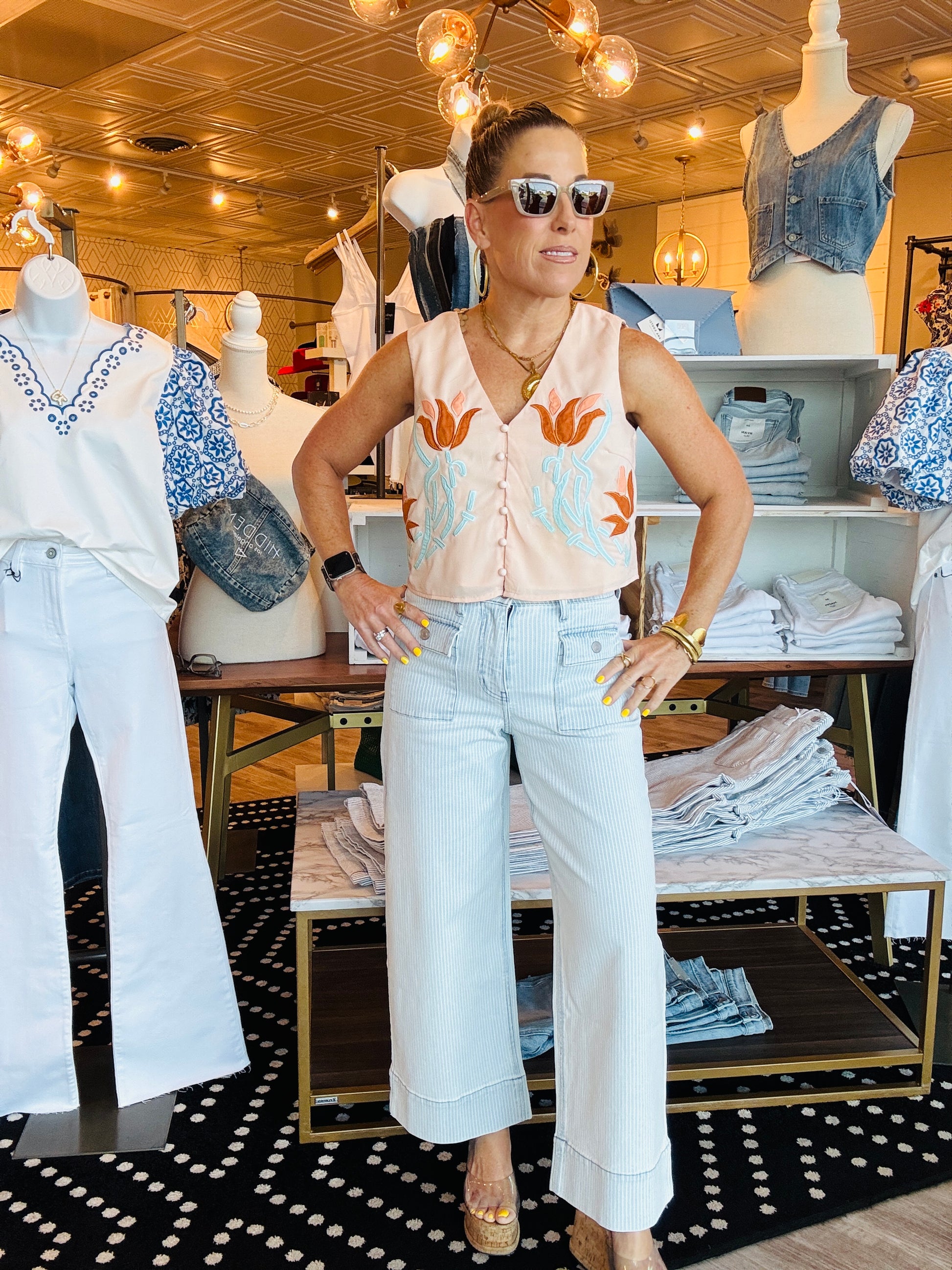 CIEBON EMBROIDERED VEST TOP