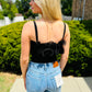 RUFFLED FABRIC MIX BODYSUIT