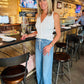 EXTRA WIDE LEG ELASTIC WAISTBAND DENIM LOUNGER