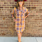 ROLLED UP SLV WASHED PLAID SHIRT DRESS