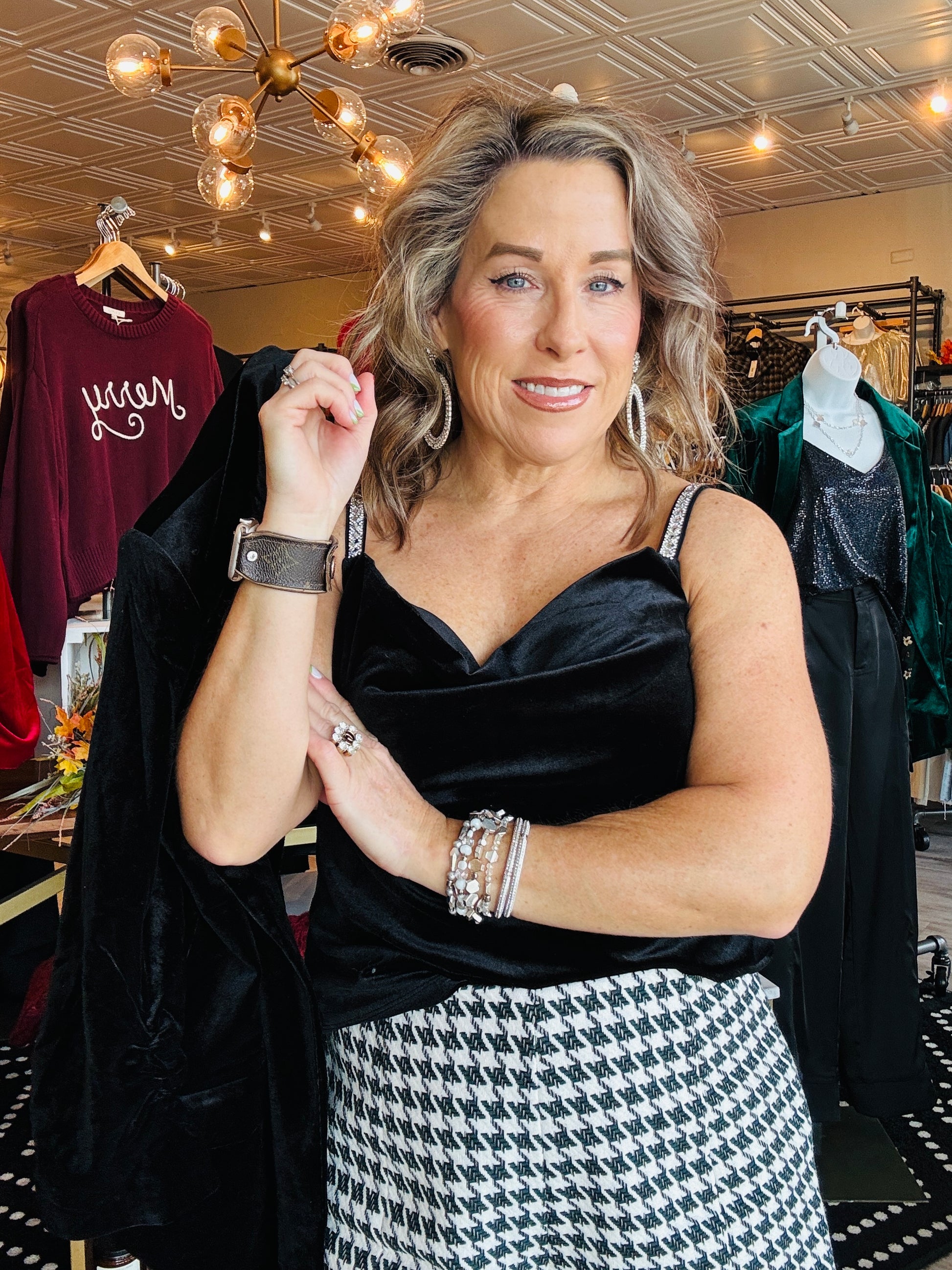 SKIES ARE BLUE VELVET SHIRRED SLV BLAZER