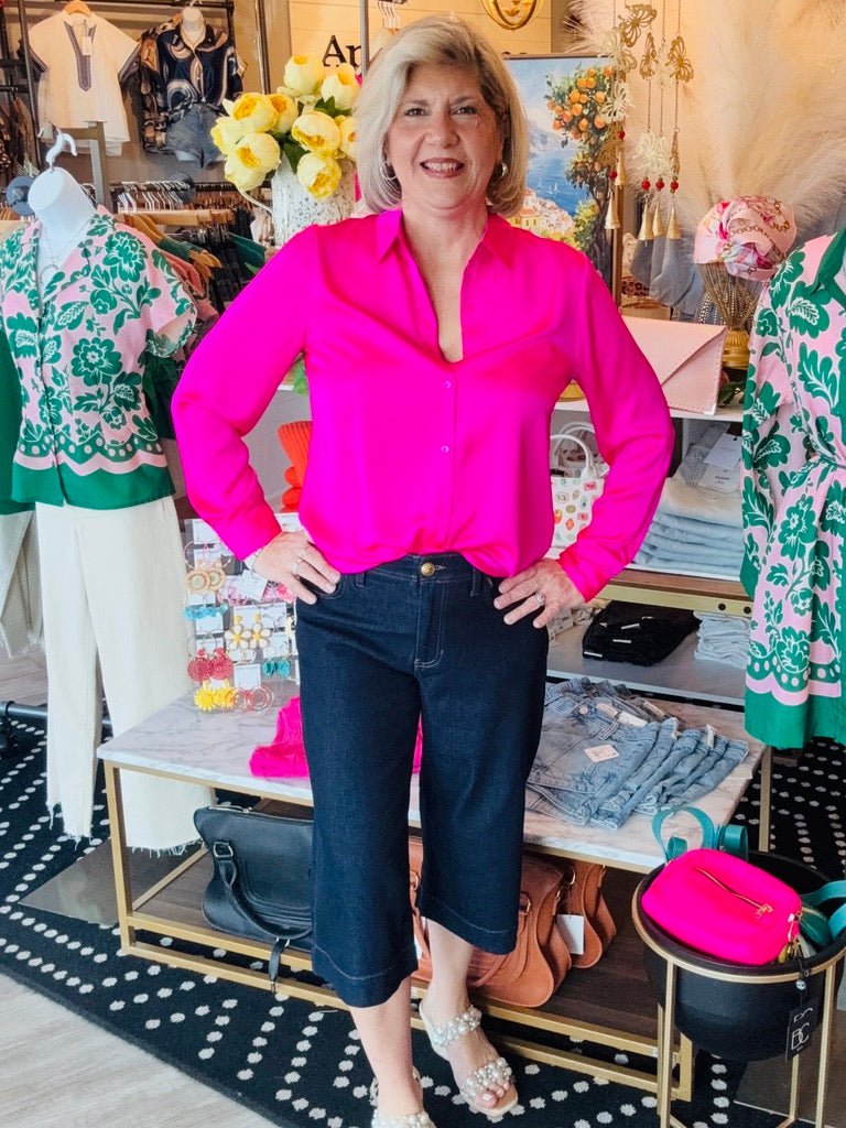 SKIES ARE BLUE RECYCLED CLASSIC BUTTON DOWN BLOUSE