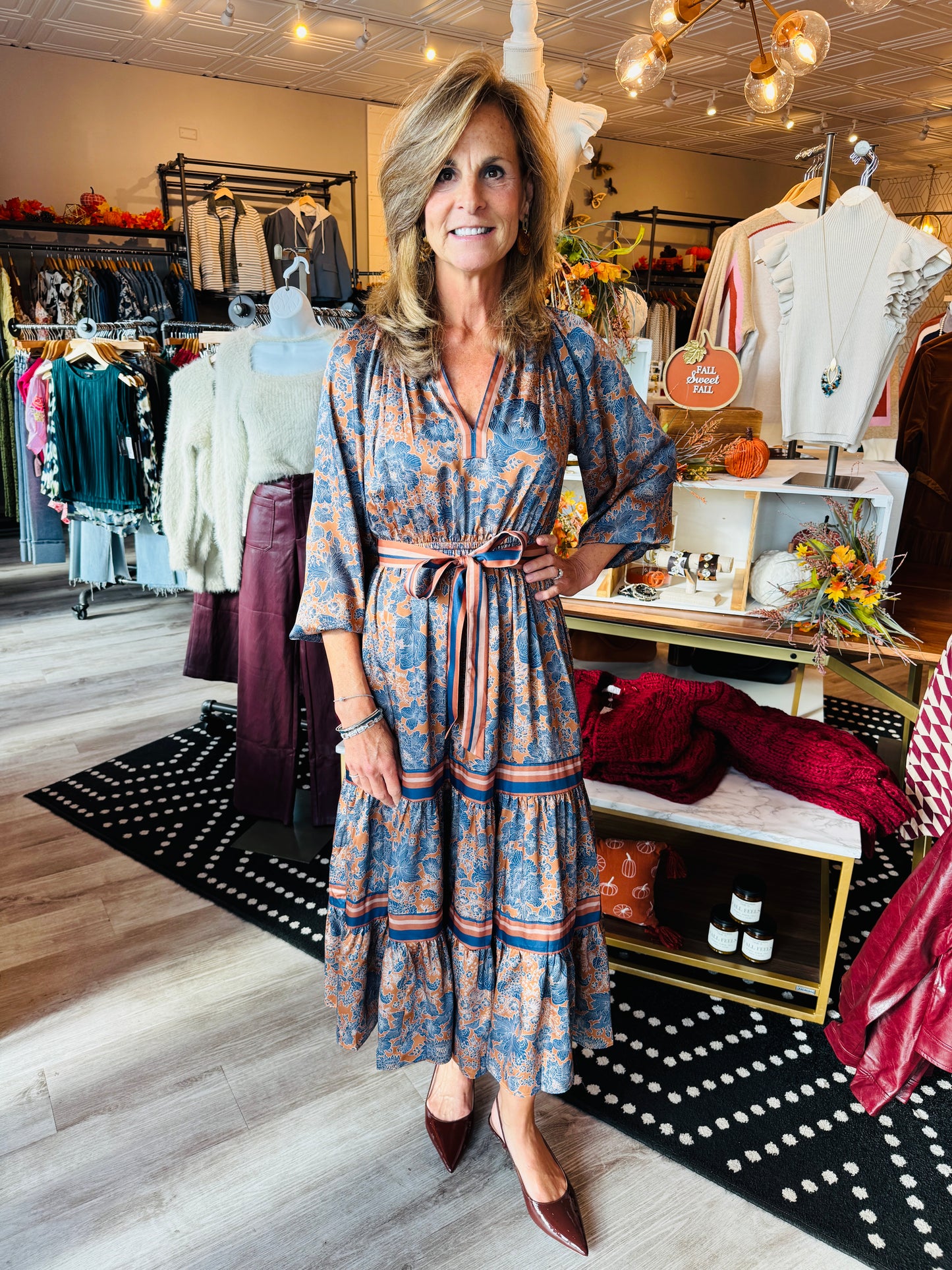 CURRENT AIR SPLIT NECK TIERED MAXI DRESS