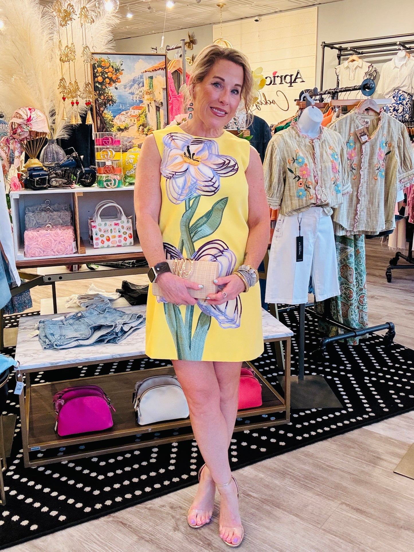 SUMMER ROUND NECK 3D FLORAL MINI DRESS