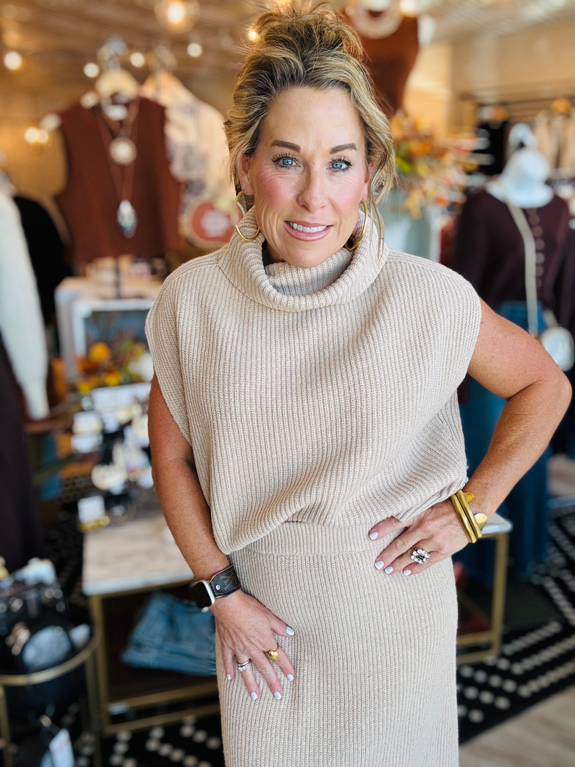 CROSBY RIBBED TURTLENECK VEST TOP