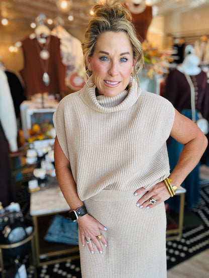 CROSBY RIBBED TURTLENECK VEST TOP