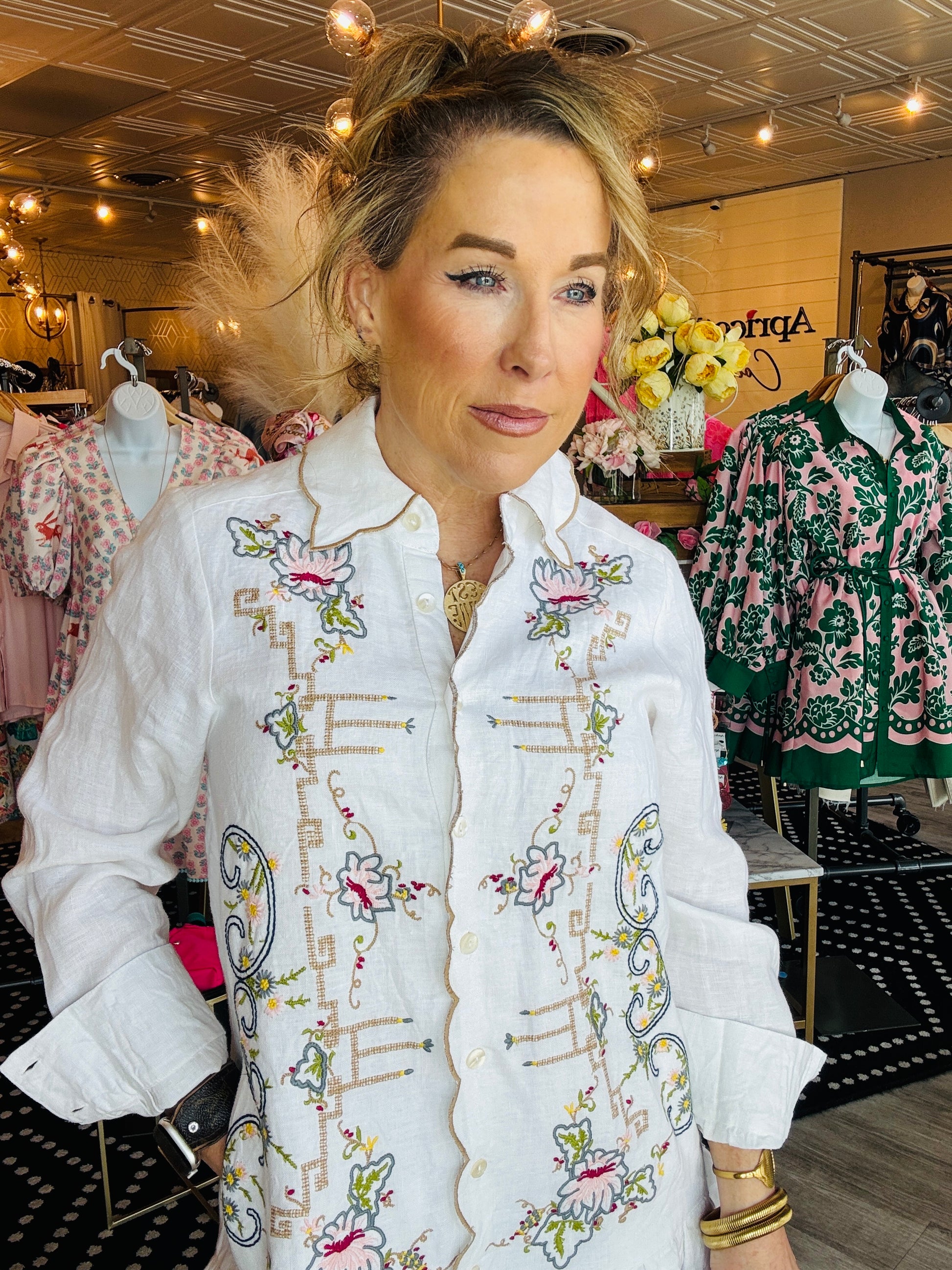 UNCLE FRANK FLORAL LINEN DRESS