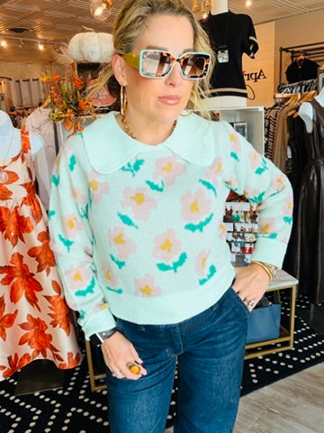 MABLE FLORAL COLLAR SWEATER TOP