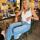 EXTRA WIDE LEG ELASTIC WAISTBAND DENIM LOUNGER