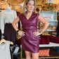 NIGHT VISION V NECK FAUX LEATHER DRESS