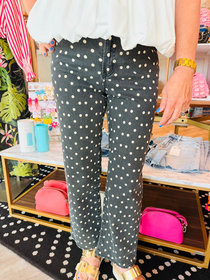 JUST BLACK POLKA DOT DENIM