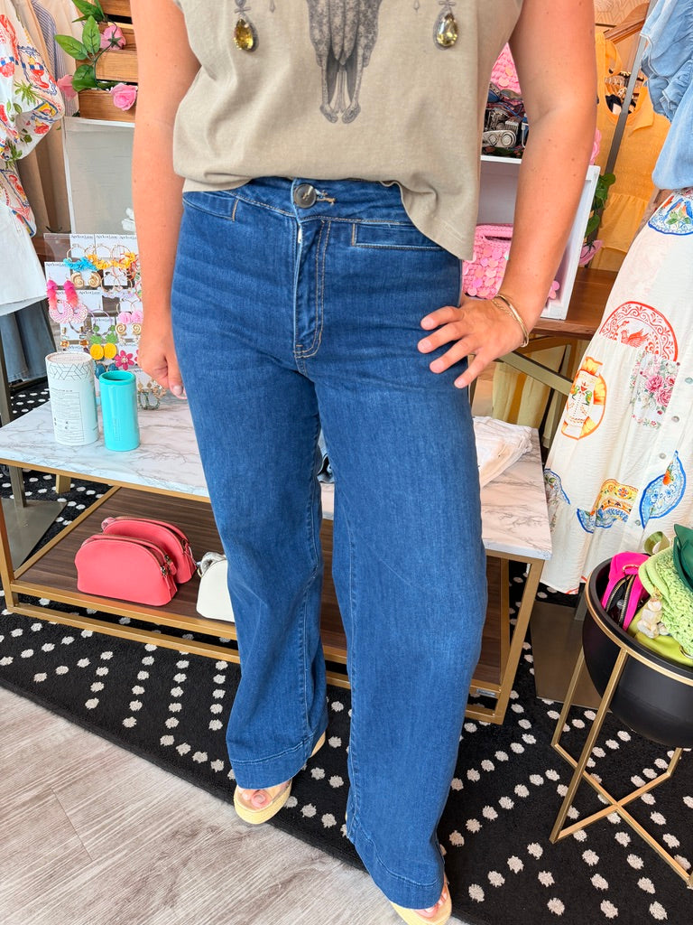 FAUX POCKET WIDE LEG