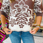 SHORT SLV PATTERN SWEATER TOP