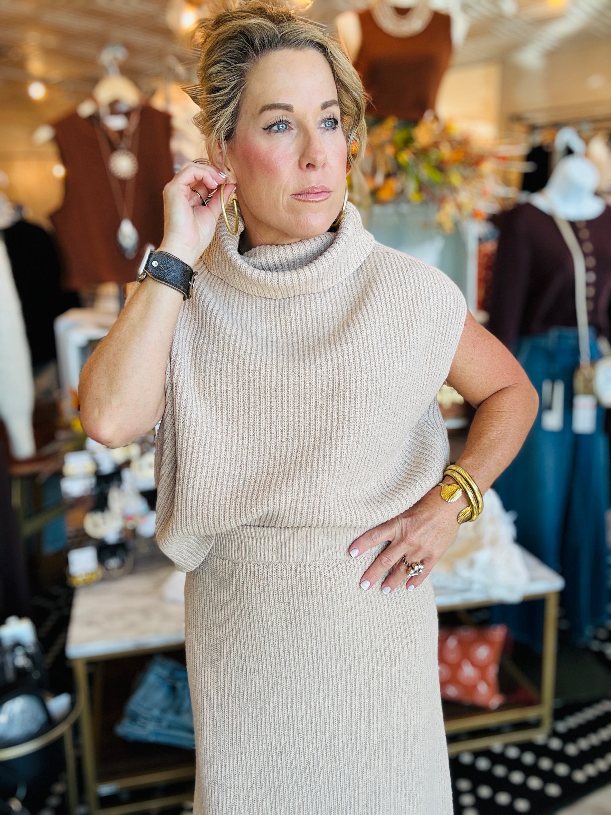 CROSBY RIBBED TURTLENECK VEST TOP