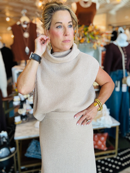 CROSBY RIBBED TURTLENECK VEST TOP