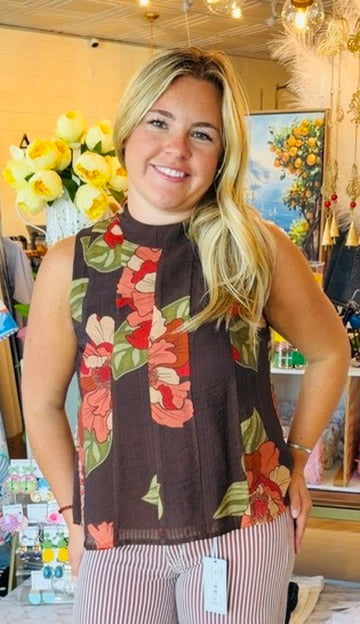 SLEEVELESS FLORAL TOP