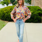 CURRENT AIR PAISLEY PLEATED SLEEVE BLOUSE