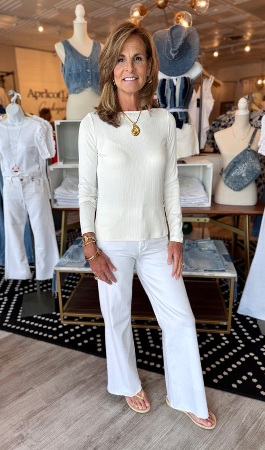 LIVERPOOL LONG SLV BOAT NECK KNIT TOP
