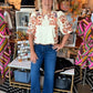 FLORAL EMBROIDERED PUFF SLV TOP