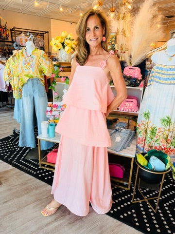 LAYERED RUFFFLE MAXI DRESS