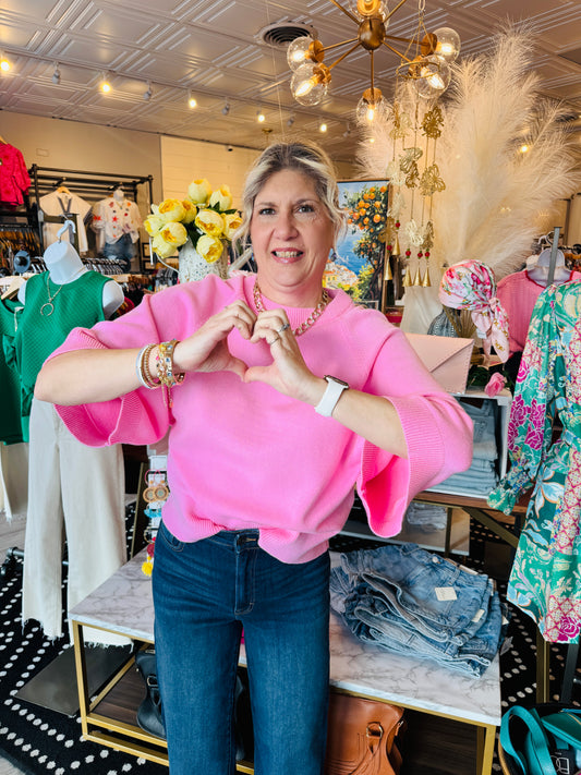 SHORT WIDE SLV SWEATER TOP