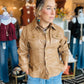 CINCHED SLV FAUX LEATHER PEPLUM SHIRT JACKET