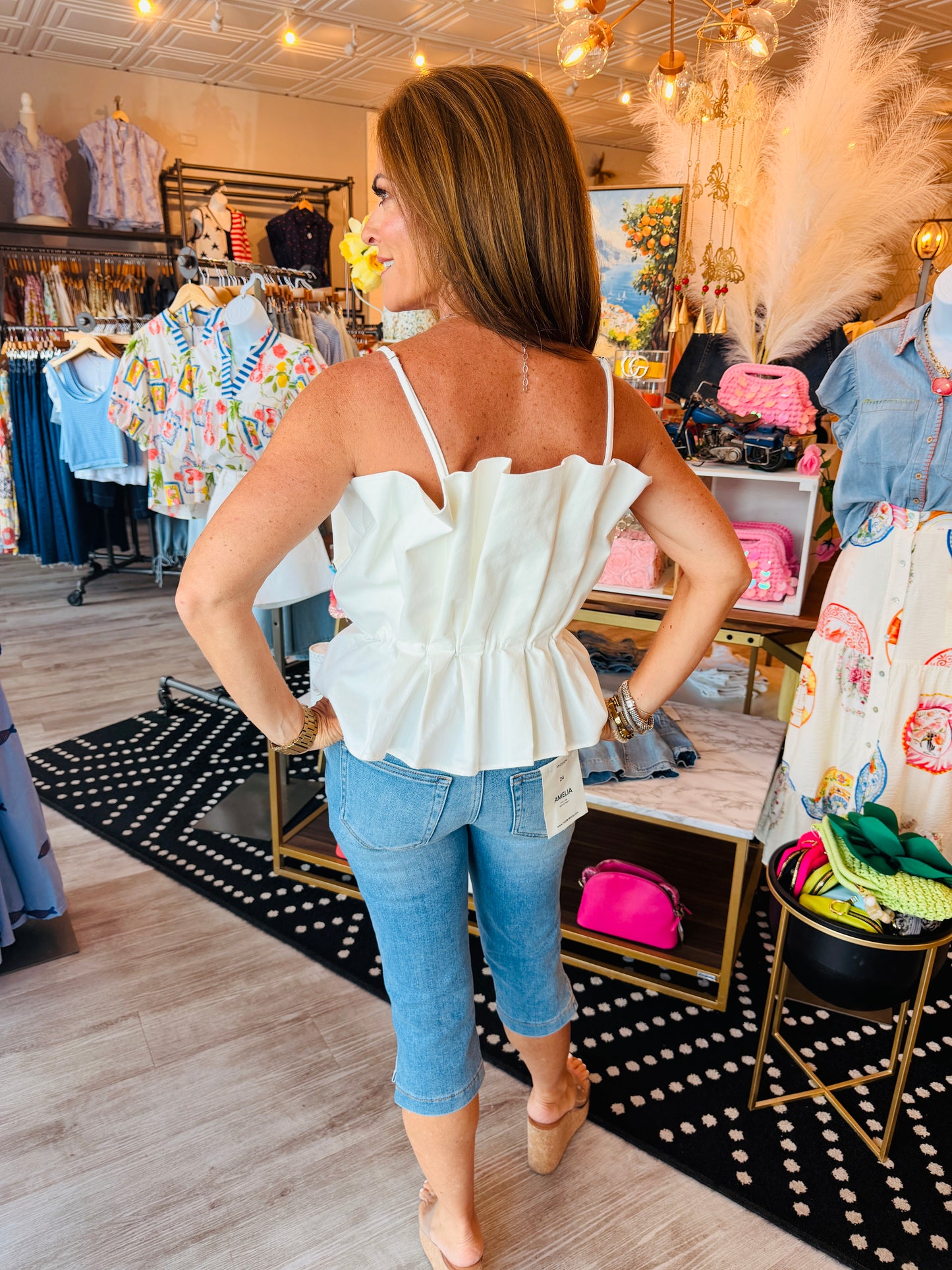 THML PLEATED STRAP TOP
