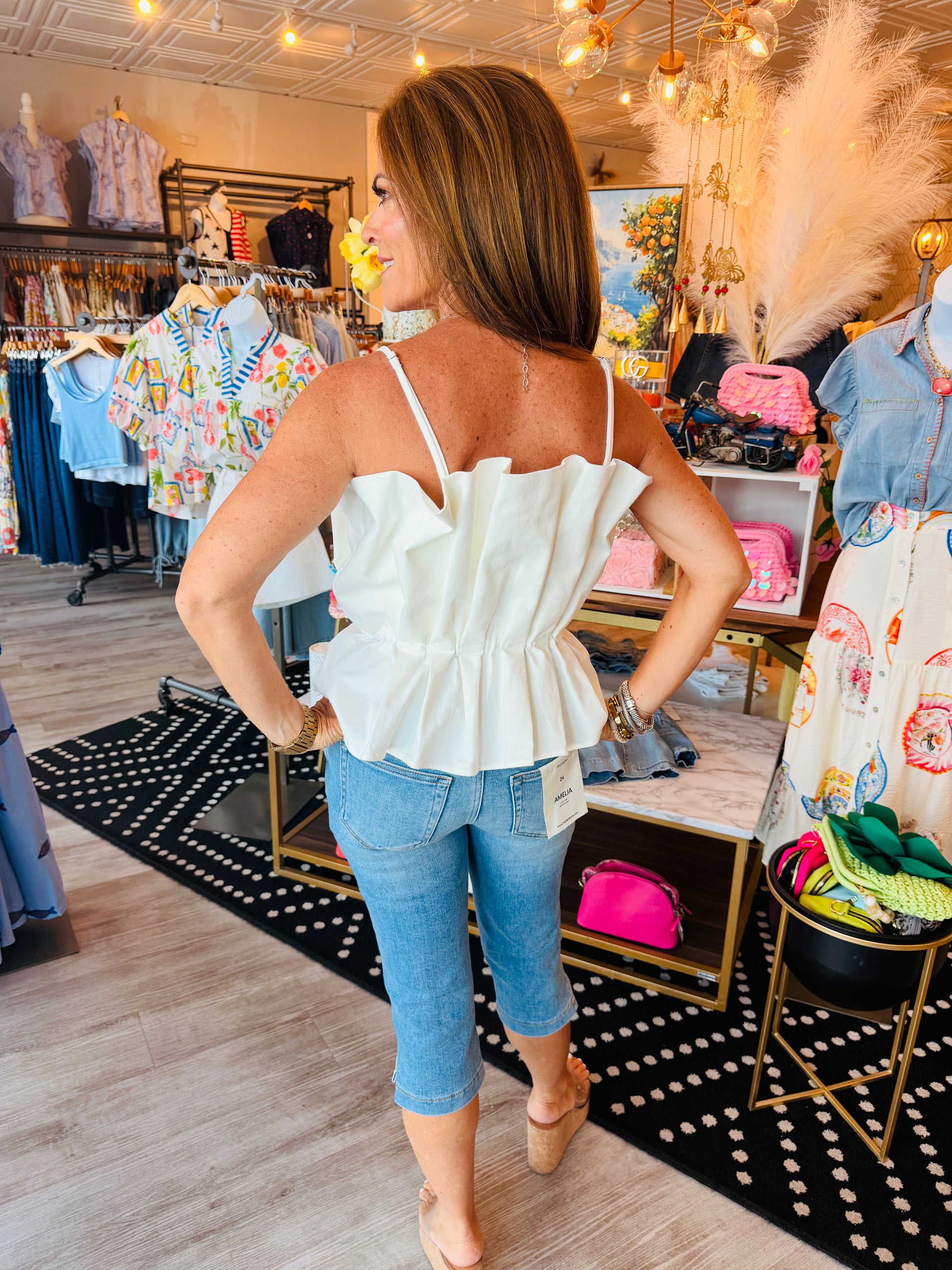THML PLEATED STRAP TOP