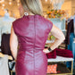 NIGHT VISION V NECK FAUX LEATHER DRESS