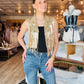 FRINGE SEQUIN COLLARED VEST