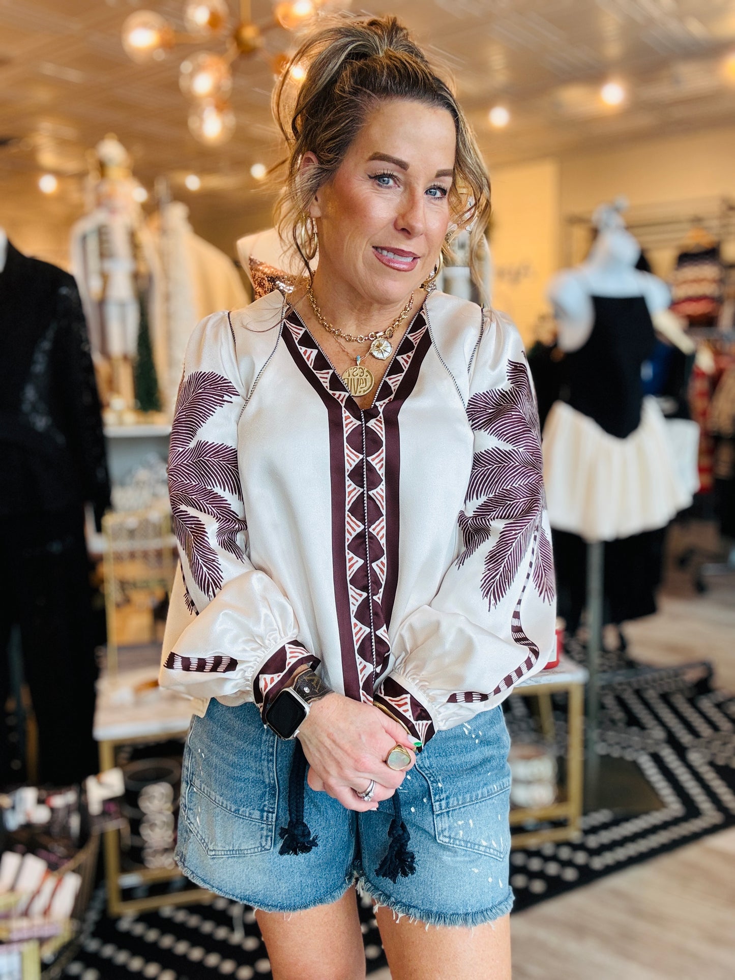 CIEBON PALM TREE PRINT TOP