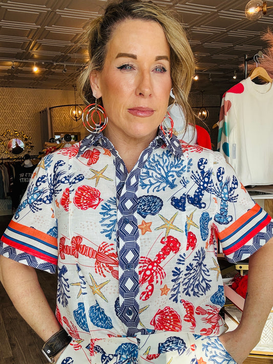 JADE SEASIDE BORDER BLOUSE