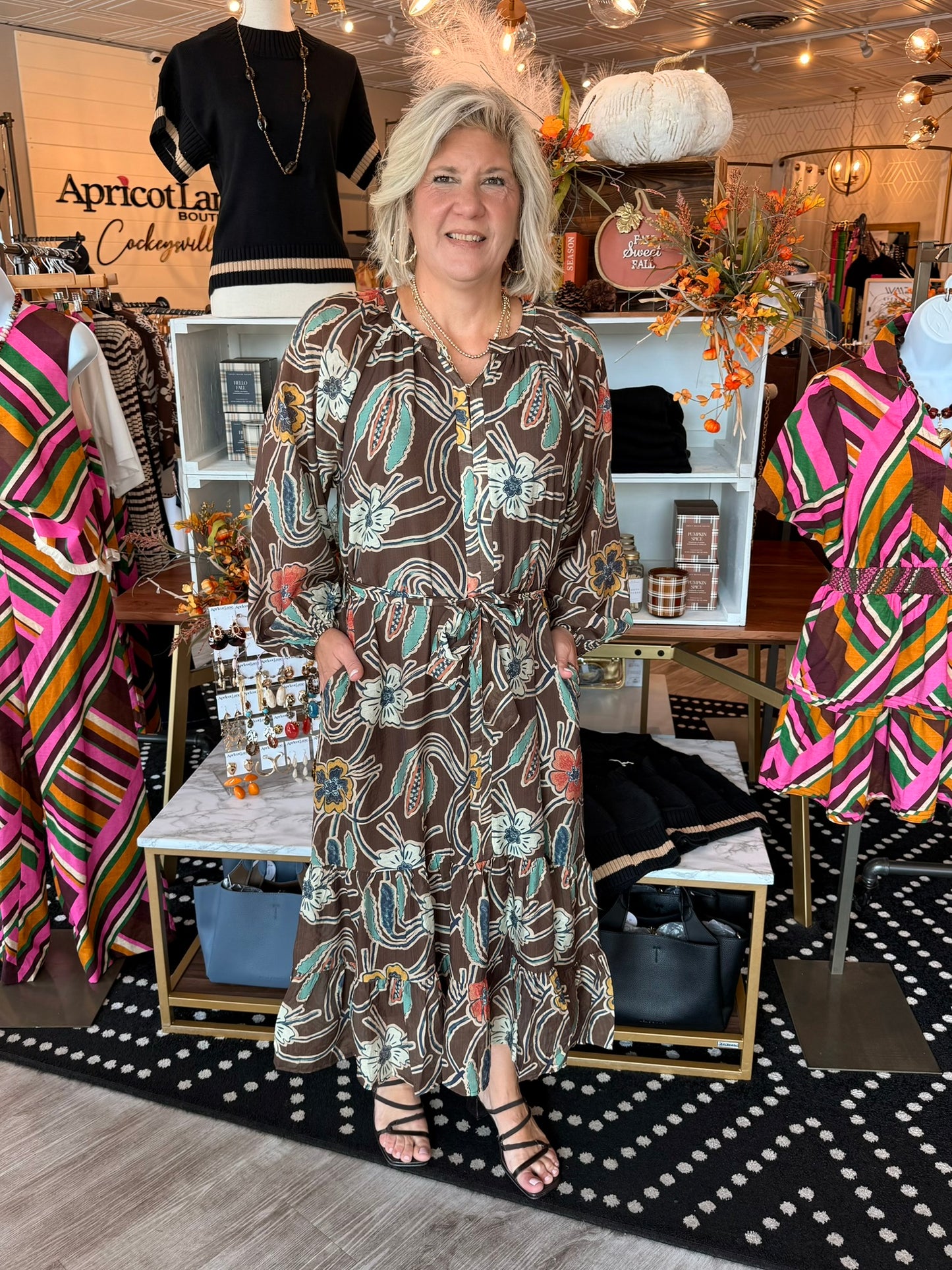 PUFF SLV FLORAL PRINT DRESS