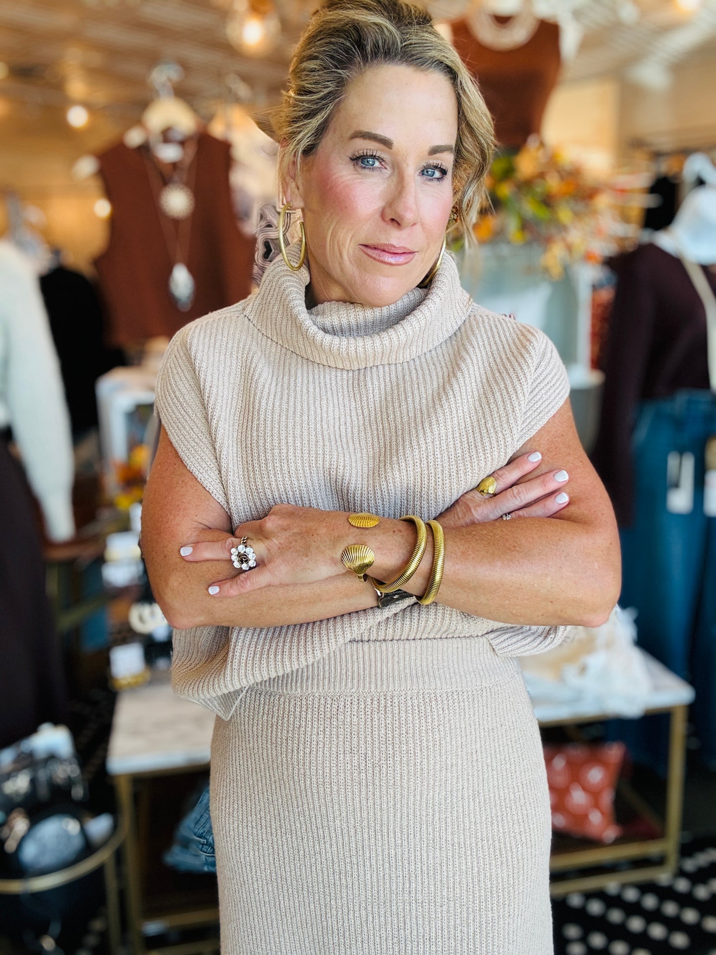 CROSBY RIBBED TURTLENECK VEST TOP