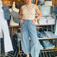 MID-WAIST DRAWSTRING BARREL JEANS