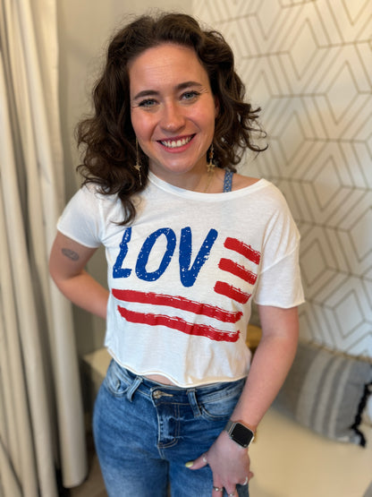 LOVE FLAG CROP TEE