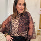 ANIMAL PRINT SHEER BOW BLOUSE