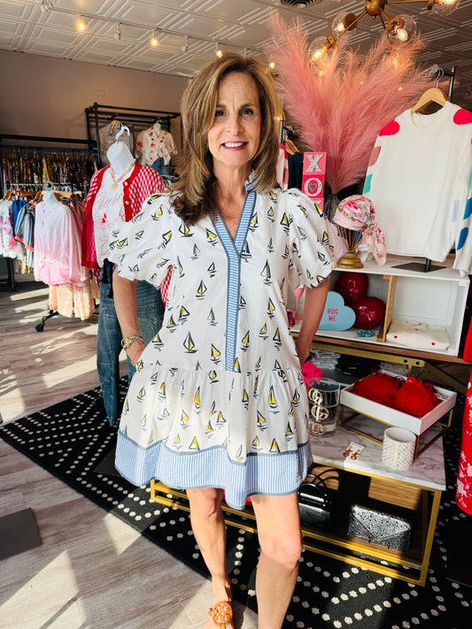 THML SAILBOAT PUFF SLV DRESS