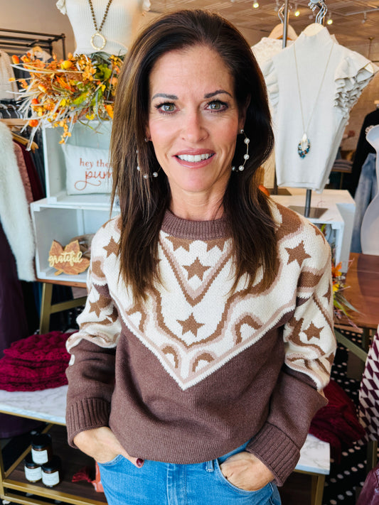 THML PATTERNED SLV DETAIL SWEATER